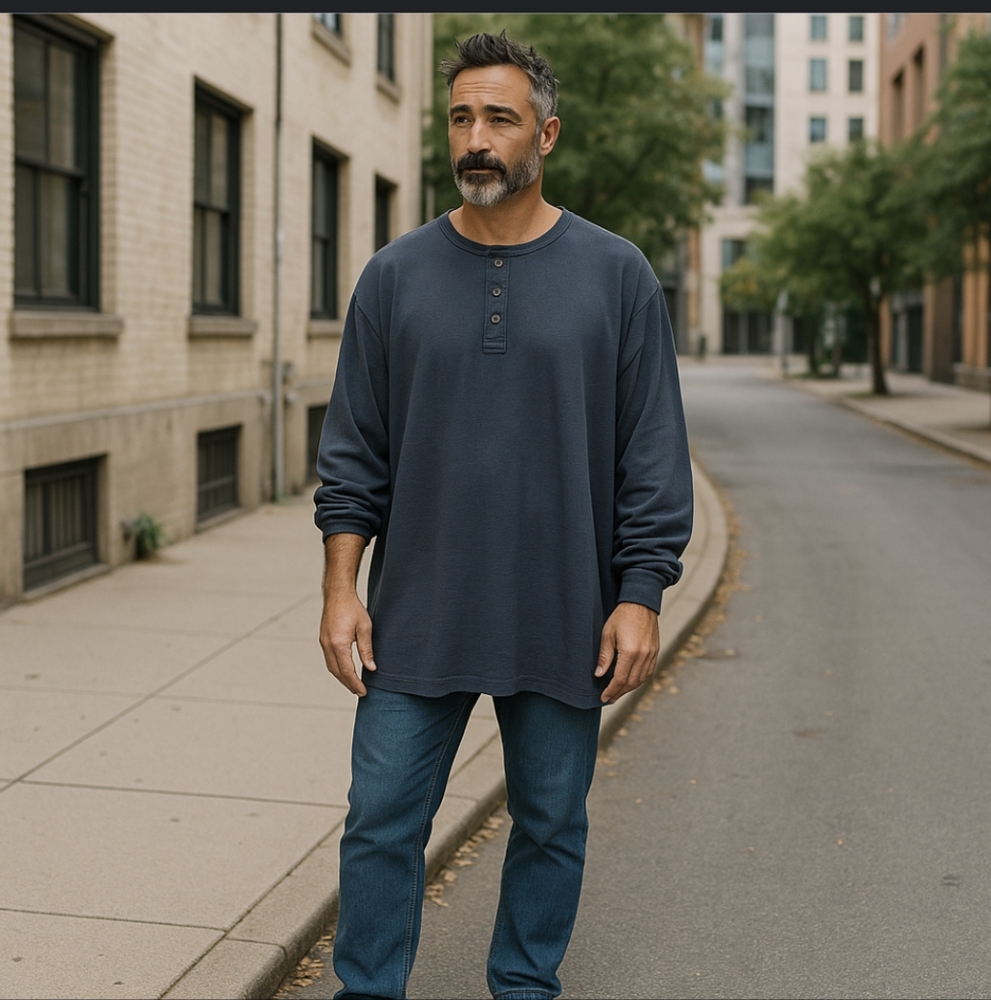 C.E.Schmidt Work Wear Blue Thermal Henley Top